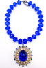 Blue Tourmaline + Crystal Vintage Brooch Necklace | Rockstar In Rome