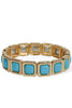 Lesson Learned Turquoise and Gold Square Stone Stretch Bracelet