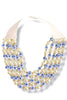 Big Understanding Blue and Cream Beaded Layer Necklace