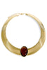 See The Good Brown and Gold Oval Stone Omega Choker Necklace