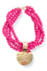 Taking It Back Fuchsia Bead Pendant Necklace