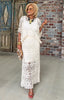 Simply Charming Cream Crochet Short Sleeve Midi Skirt Set