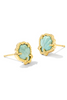 Brynne Shell Stud Earrings Gold Sea Green