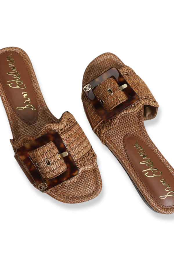Sam Edelman Bambi Raffia Cuoio Slide Sandals *Final Sale*