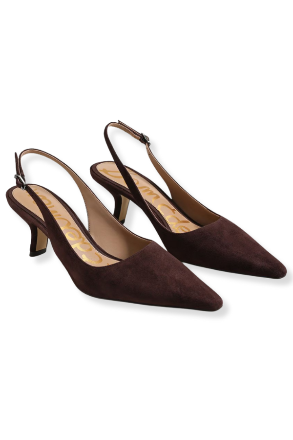 DOORBUSTER Sam Edelman Bianka Suede Cafe Noir Sling Back Heels