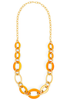 Marlowe Bright Orange Resin and Gold Chain Necklace