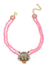 Tiger Rose Quartz Beaded Statement Drop Necklace