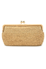 Nonna Khaki Straw Kisslock Clutch
