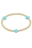 Signature Cross Gold Pattern 3mm Bead Bracelet - Turquoise | E Newton