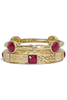 Ignite Worn Gold & Fuchsia Bangle Bracelet Set