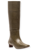 Frances Valentine Mackie Olive Croc Emboss Leather Boots