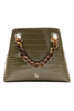 Frances Valentine Skip Croc Emboss Olive Leather Tote Bag