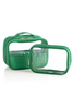 Ezra Set of 2 Clear Cosmetic Cases - Green
