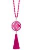Tatum Hot Pink Pendant Long Beaded Necklace