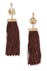 Stonefall Dark Brown Resin Stone Tassel Gold Earrings
