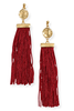 Stonefall Burgundy Resin Stone Tassel Earrings