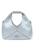 Frances Valentine Crescent Light Blue Crinkled Leather Tote Bag