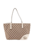 Gucci GG Canvas & Leather Tote Bag Beige & White