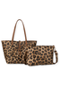 Go Getter Leopard Faux Leather Reversible Tote Bag Set