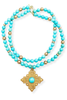 Ellie Cross Double Strand Turquoise Jade Necklace