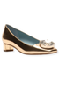 Frances Valentine Mary w/Mod Stone Mirror Gold Leather Heels