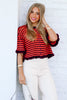 Dakota Wine Stiped Short Sleeve Cardigan