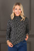 DOORBUSTER Just Go With It Charcoal Leopard Long Sleeve Top