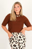 Side Note Brown Short Sleeve Top