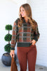 All For You Olive Plaid Long Sleeve Sweater