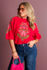 Life In Color Red Short Sleeve Sweater