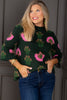 Imagine That Hunter Green Floral Print Long Sleeve Sweater Top
