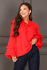 DOORBUSTER Say Something Red Long Sleeve Ruffle Top