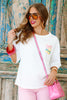 Limon Cello With Stripes White Short Sleeve Tee