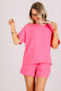 On The Go Fuchsia Short Sleeve Shorts Set