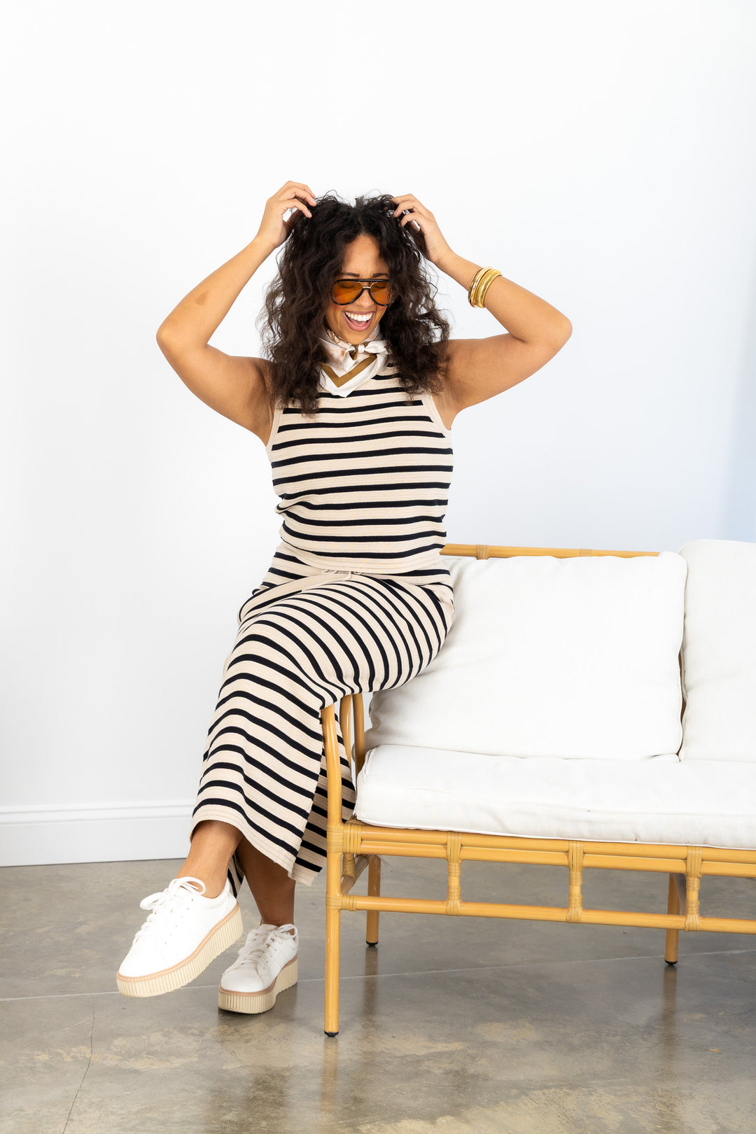 Z SUPPLY Emori Natural Striped Midi Skirt