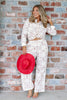 Western Cream Embroidered Wide Leg Pant