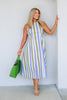 Elaina Olive Combo Sleeveless Midi Dress