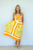 Tangerine Citrus Sleeveless Midi Dress