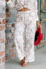 Western Cream Embroidered Wide Leg Pant