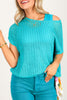 All American Turquoise Crochet Sleeveless Sweater