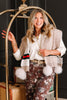 Mitchie's Beige Knit Hooded Fox Pom Poms Wrap