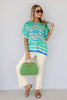 Making Deals Green Mix Short Sleeve Blouse