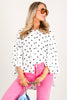 Riley White Polka Dot Short Sleeve Top