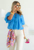 Junie Blue Short Sleeve Blouse