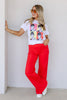 Audrey Color Block White Short Sleeve Tee