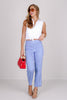 Foxcroft Elaine White & Blue Scallop Hem Capri Pant
