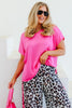 Corrie Pink Satin Short Sleeve Blouse