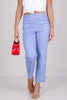 Foxcroft Elaine White & Blue Scallop Hem Capri Pant