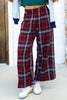 Make It Known Burgundy Checkered Wide Leg Pant