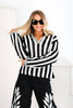 Tribal Notch Collar Black Long Sleeve Sweater